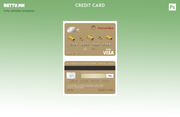 Шаблон за виза картичка во модерен стил Албанија Прокредит банка